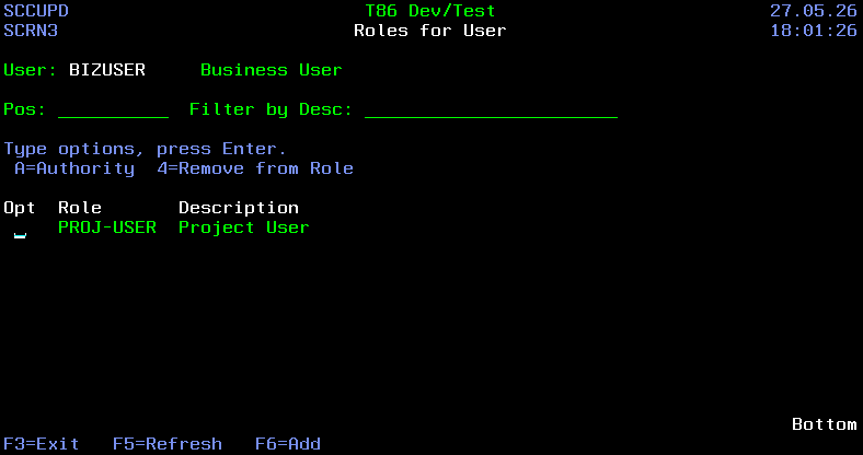 Roles for User
