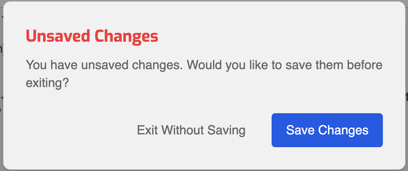 Unsaved changes prompt