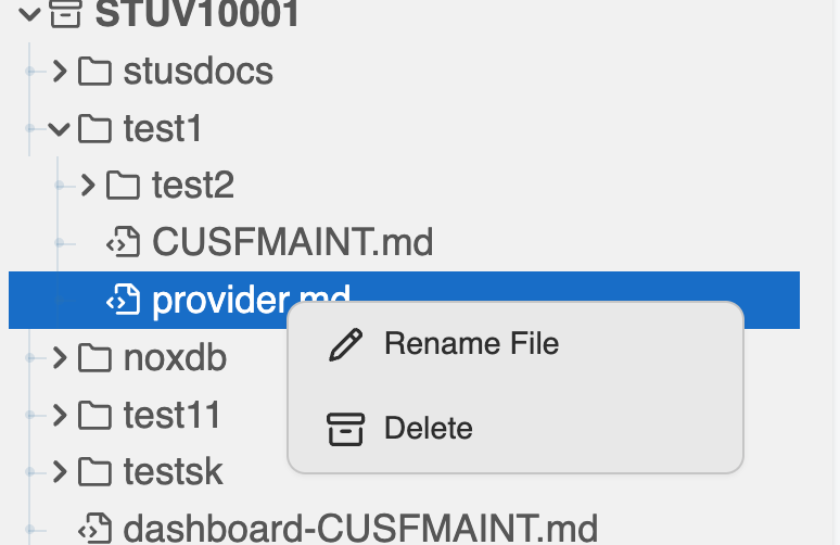 Rename: document context menu