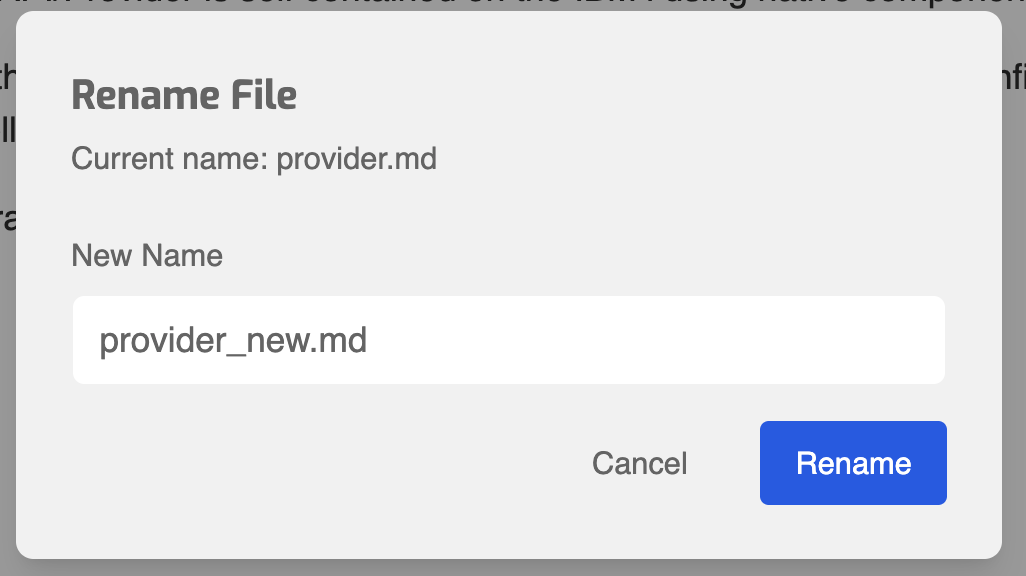 Rename: document dialog