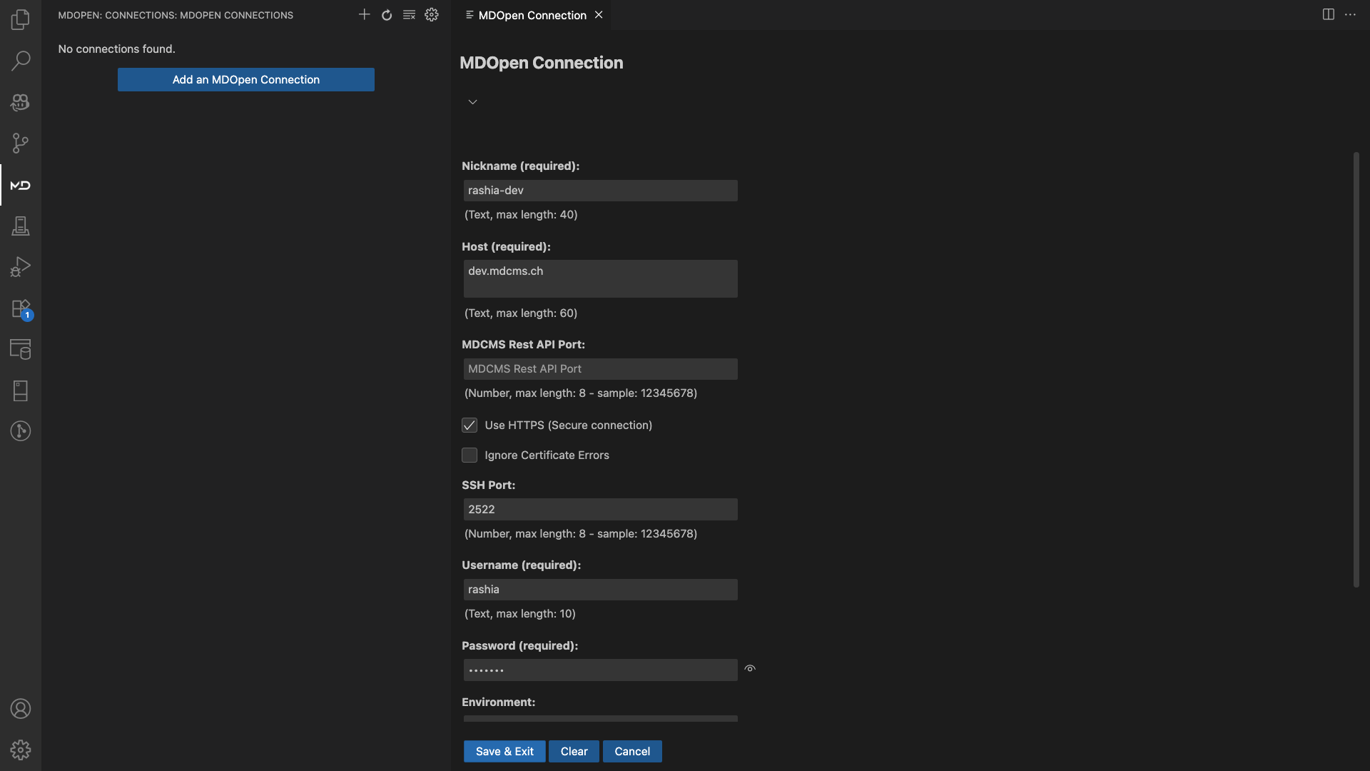 New connection details - part 1