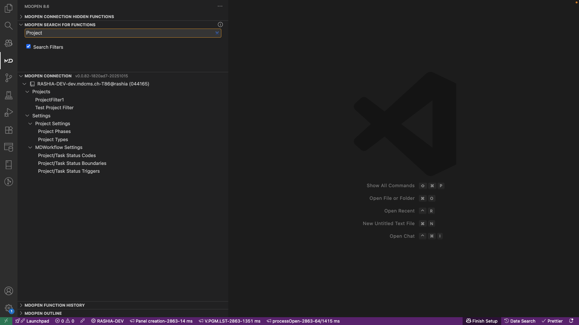 Search Functions Panel